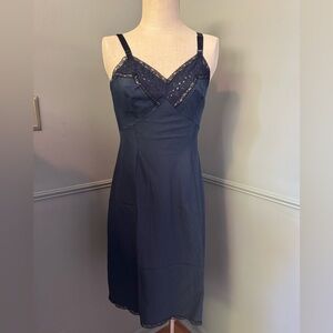 Vintage Navy & Black Lace Slip Sz S/M